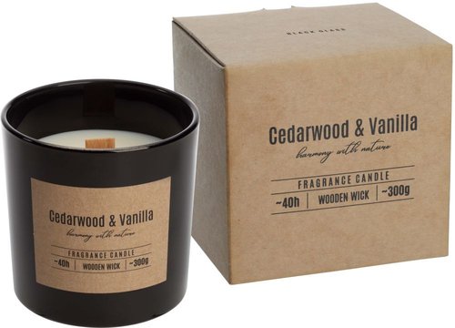 Svíčka Wooden, dřev. knot, 300 g - cedr + vanilka