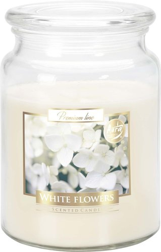 Svíčka vonná - sklo s pokl. 500 g, bílé květy