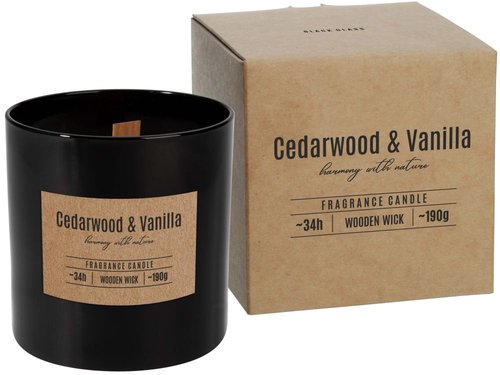 Svíčka Wooden, dřev. knot, 190 g - cedr + vanilka
