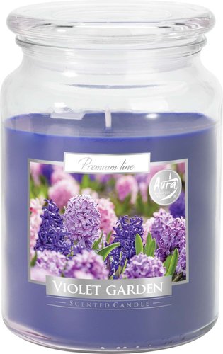 Svíčka vonná - sklo s pokl. 500 g, fialová zahrada