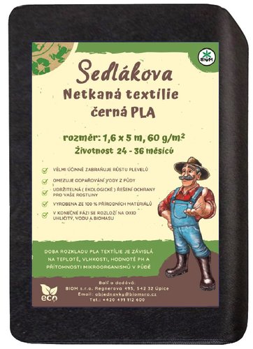 Sedlkova netkan textlie ern PLA 1,6 x 5 m, 60 g/m2 - prodn